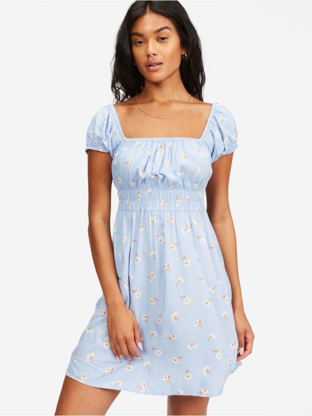 Billabong Wildflower Fit and Flare Puff Sleeve Mini Dress